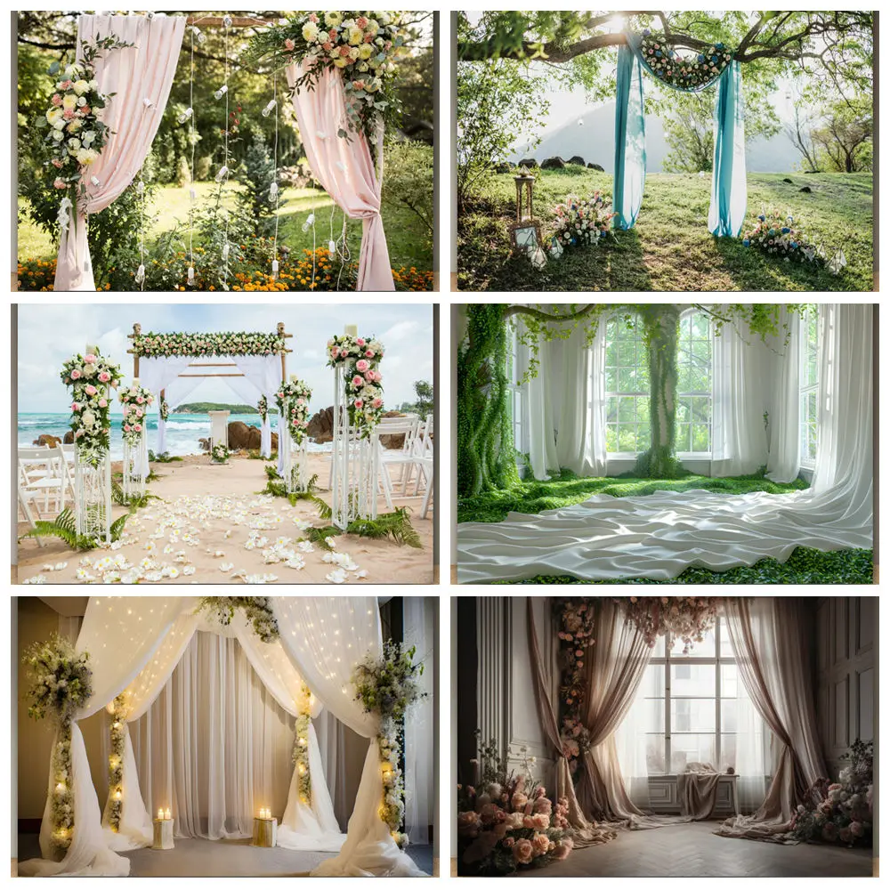 

Wedding Flowers Photography Backdrop Floral Wall Bridal Shower Ceremony Adult Baby Birthday Photography Background Photo Studio