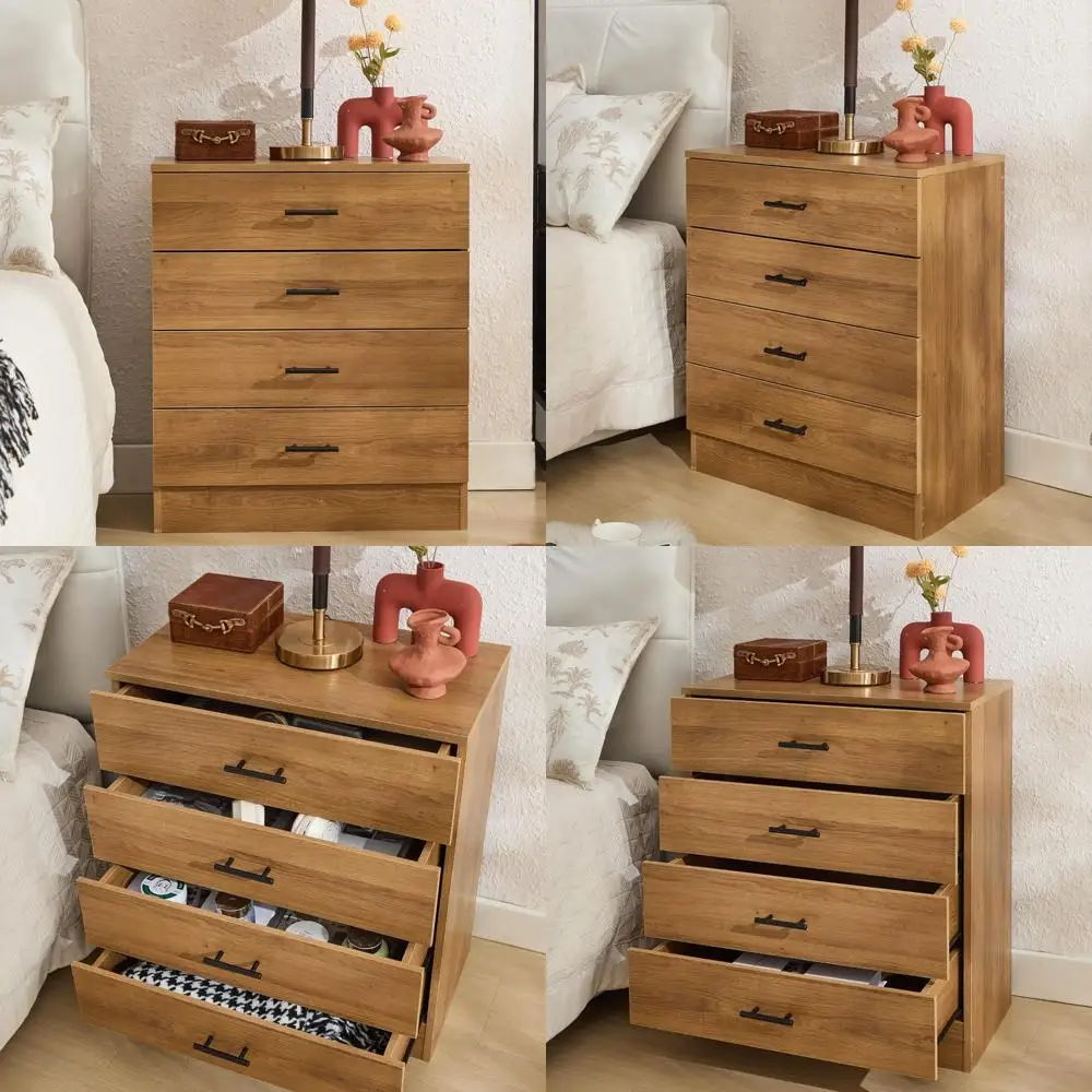 

Тумбочка из дубового дерева с 4 ящиками: современная высокая прикроватная тумбочка со шкафом для хранения вещей для организации