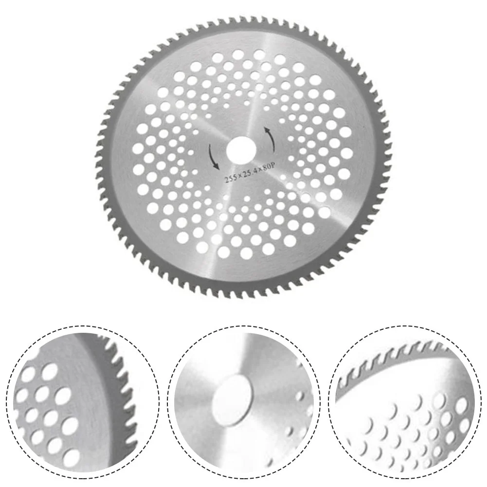 Imagem -06 - Lâmina do Aparador 255x25.4 mm Dentes do Carboneto 80t Disco Circular do Corte Ferramenta de Jardinagem Acessórios do Cortador de Grama 1pc