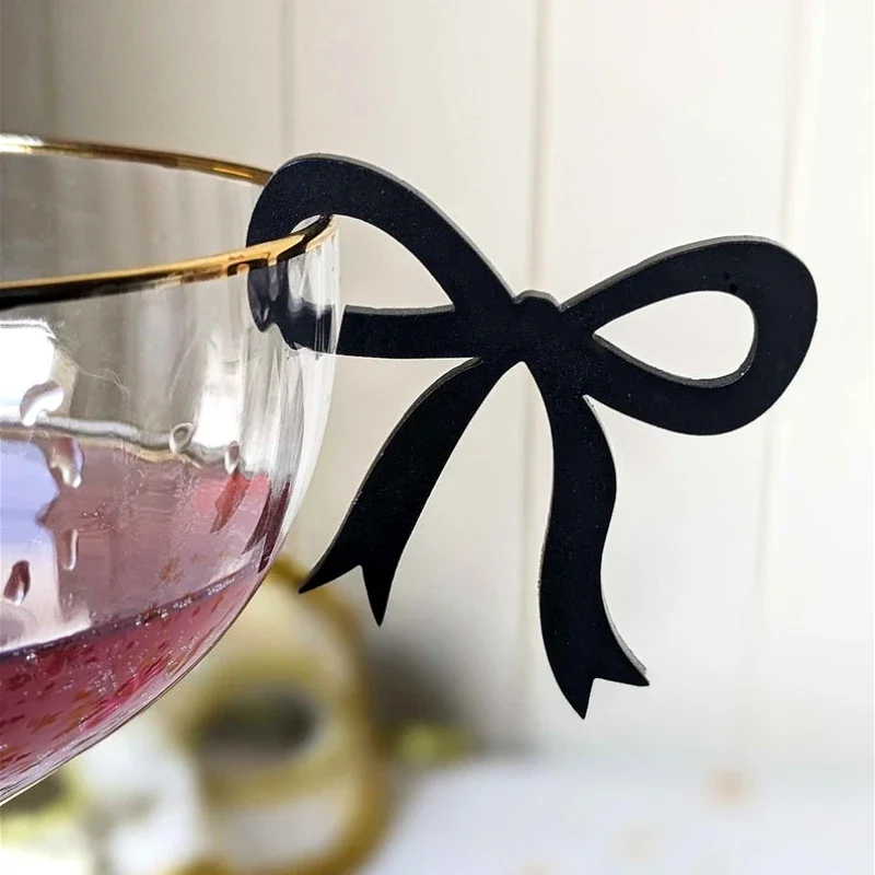 Bow Drink Tag Bow Charm Stemless Drink Tag Wedding Bow Drink Topper Charm Engagement Party Goblet Glass Dcor  Champagne Charms