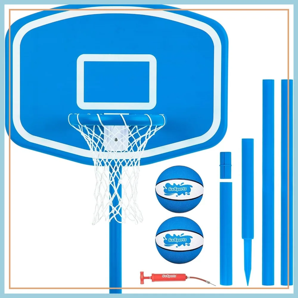 

Above Ground Pool Basketball Hoop Set with 2 Balls & Pump, Adjustable Height 4-5.8ft, Easy Setup