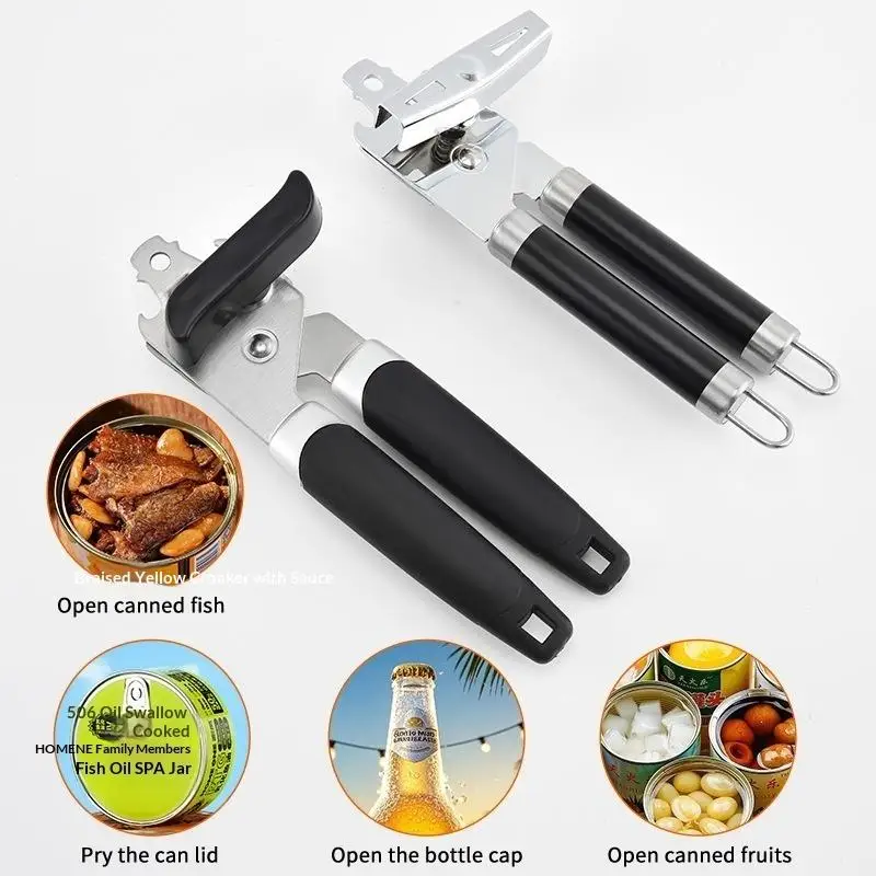 ~Professional Stainless Steel Tin Can Opener Multifunctional Side Cut Kitchen Tool Beer Bottle Opener