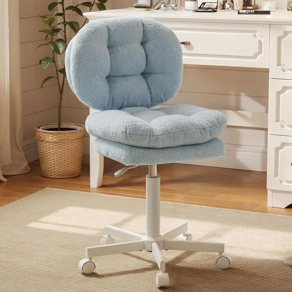 

Vanity Chair with Wheels, Double-Layered Thickened Cushion Makeup Chair with High Backrest, ArmlSwivel Ergonomic Comy Desk Chair