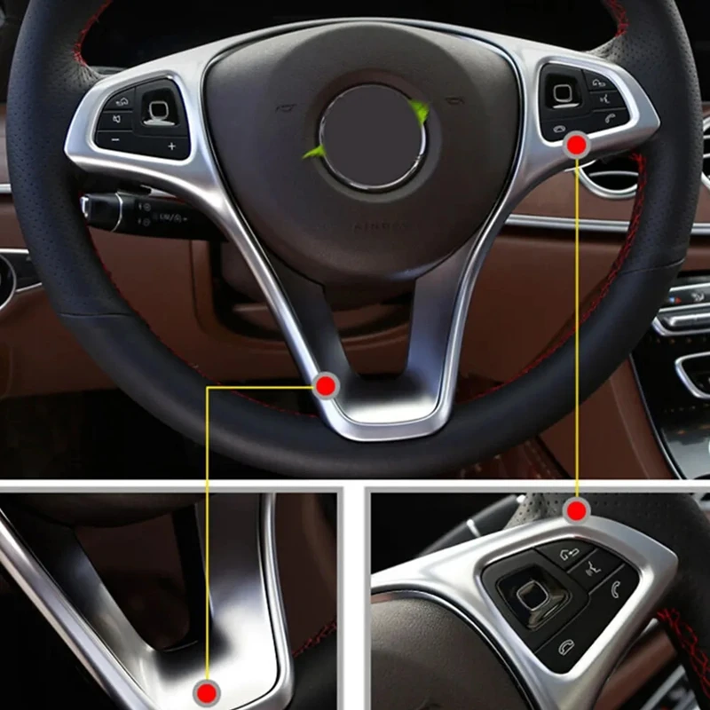 For Mercedes Benz C E Class GLC CLA GLA W205 W213 X253 X156 ABS Carbon Fiber Car Steering Wheel Panel Trim Cover Decor Accessory view 2