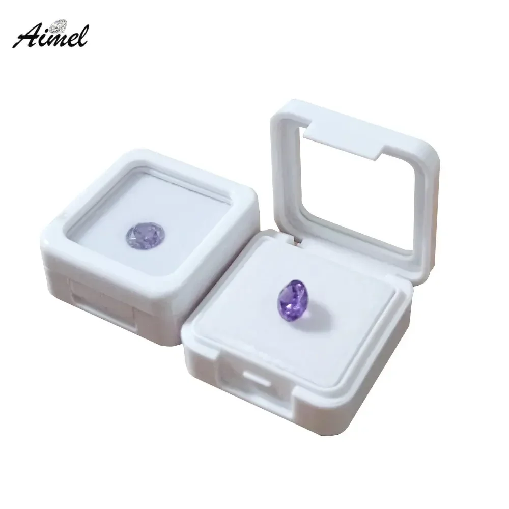 Glass Lid Gemstone Storage Box Loose Diamond Jewelry Display Case Gems Coin Holder Rhinestone Organizer Packaging Box 10Pcs /lot
