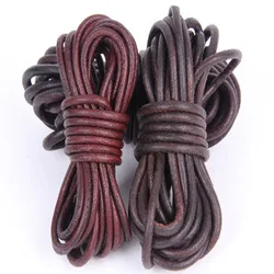2meter Retro Brown Genuine Leather Cord Round Leather String Rope for DIY Necklace Bracelet DIY Jewelry Making 1.5/2/3/4/5/6/8mm