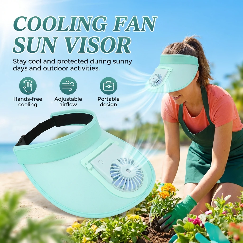 

Портативная перезаряжаемая охлаждающая шляпа-вентилятор с широкими полями и мультяшным дизайном для активного отдыха, путешествий, садоводства, с защитой от УФ-излучения