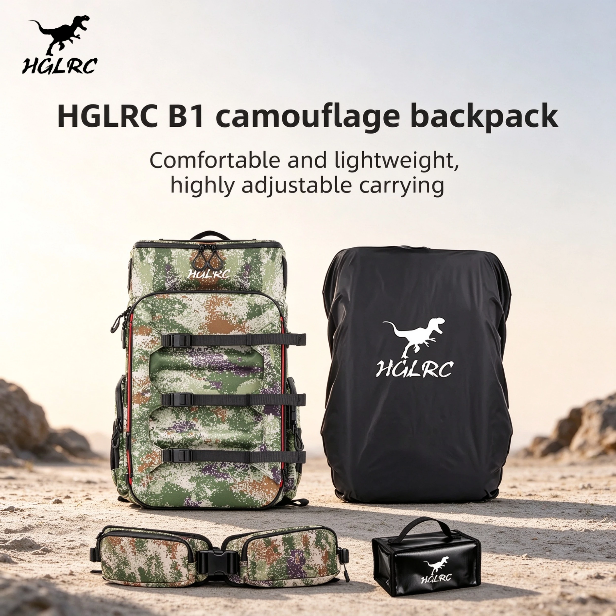HGLRC B1 FPV Drone Backpack Waterproof Splash Proof Fabric for RC Freestyle Drones Outdoor Travel Storage Case