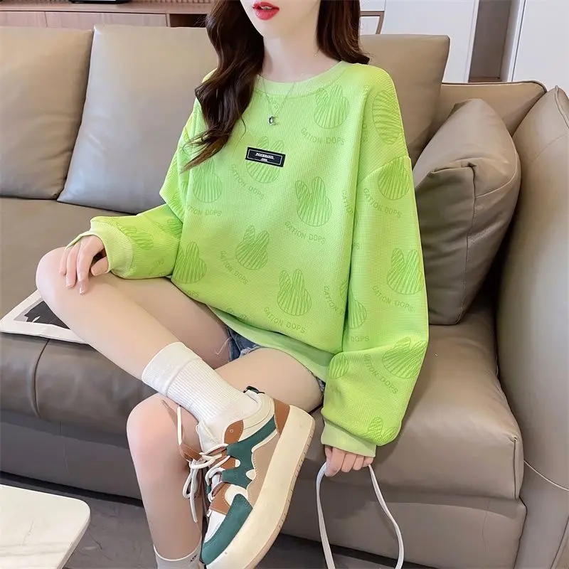 Ins New Full Page Printed Cute Western-style Top Korean Version Loose Long Sleeved Sweatshirt for Women