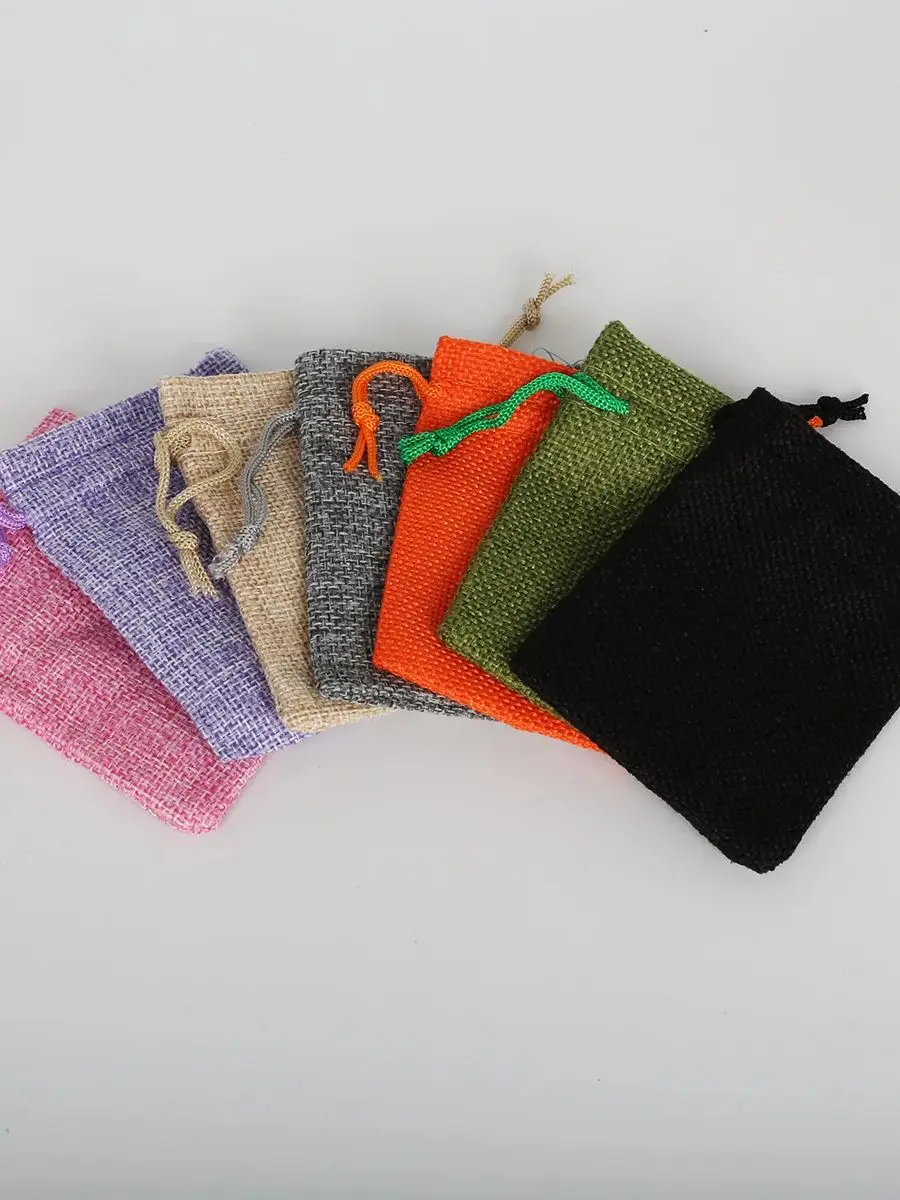 10 sztuk/partia pościel bawełniana torba z troczkami biżuteria torba dekoracyjne sakiewka na prezent produkt torby do pakowania DIY 7x9 cm — zdjęcie 2