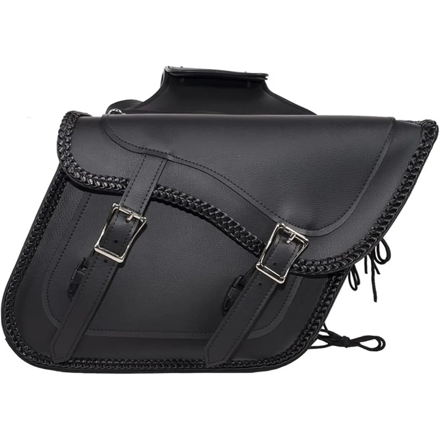 

Faux Leather Motorcycle Saddle Bags Throw Over Saddlebags PVC Motorcycle Side Bags for Honda Shadow Sportster Softail Dyna Vsta