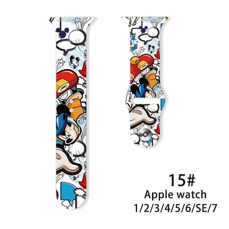 Disney Mickey Silicone Strap for Apple Watch Band 41mm 45mm 44mm 42mm 40mm 38mm Bracelet for IWatch Wristband SE 7 6 5 4 3 2 1