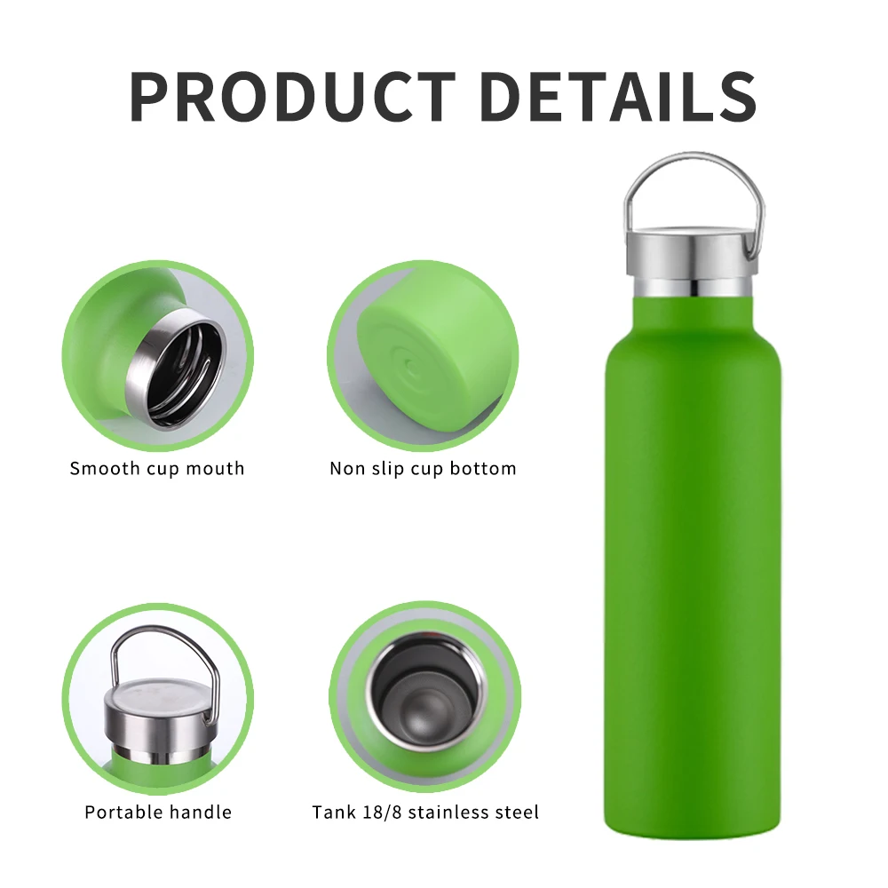 20 OZ/600ML insulated Double Walled Water Bottles Stainless Steel Sports Water Bottles 18/8 Food Grade for Cyclists, Runners