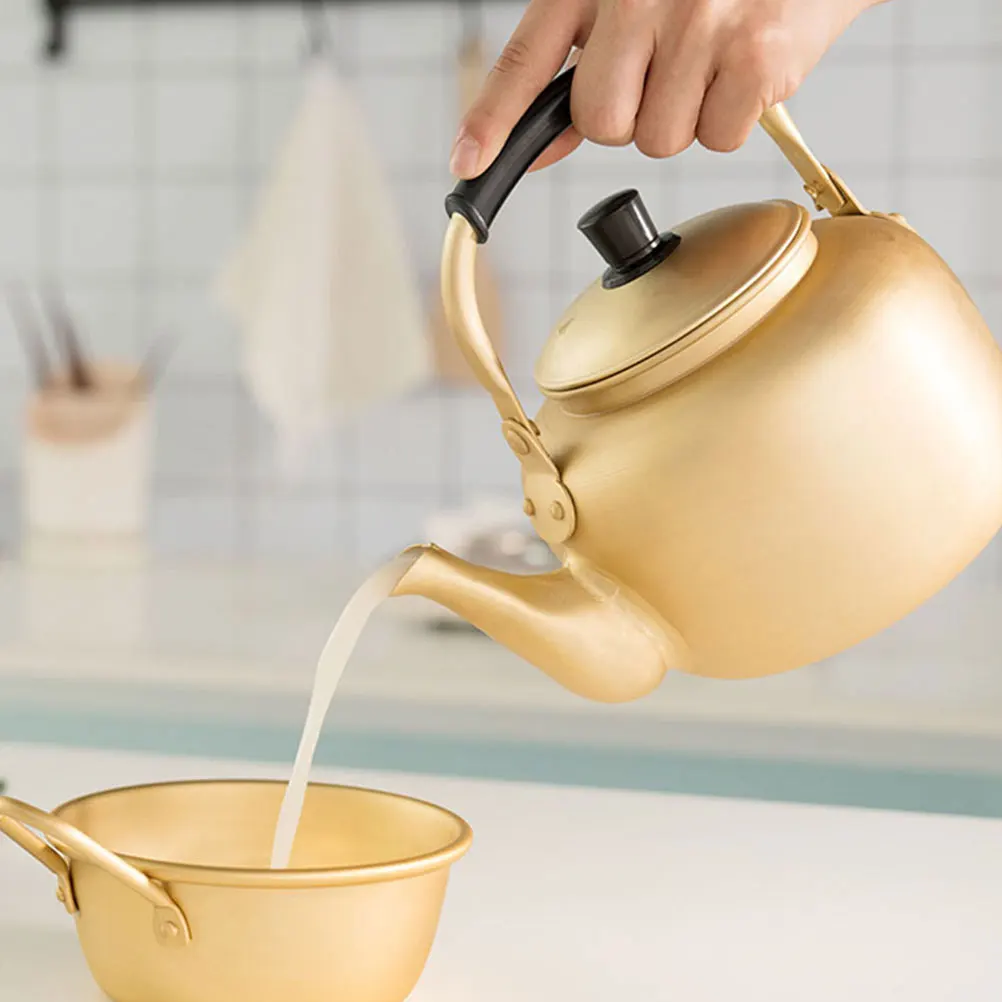 

6 Liter Korean Style Aluminum Rice Pot Golden Tea with Handle Suitable for Gas Stoves Boiling Water Kettle Reusable Metal