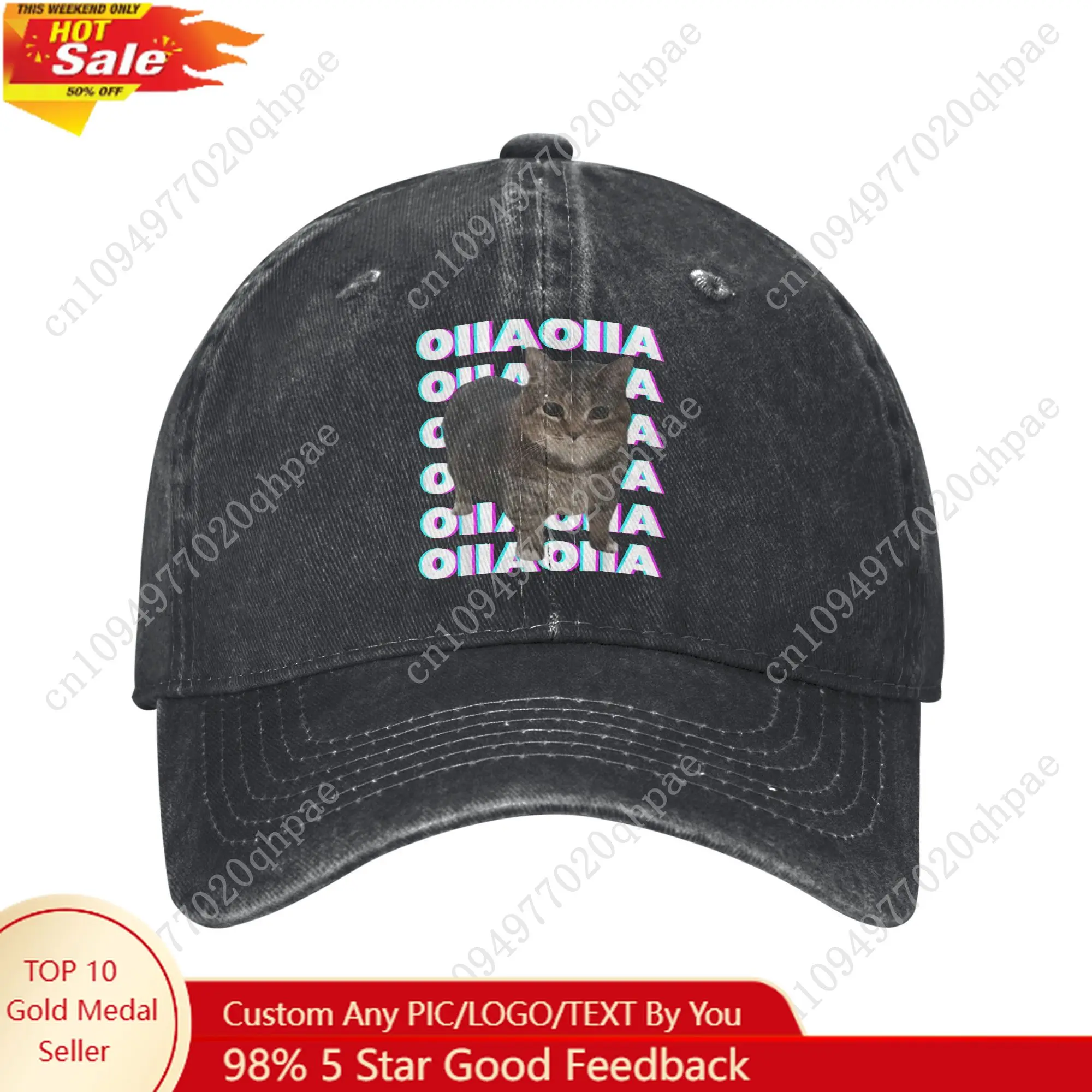 

OIIA OIIA Spinning Cat Meme Glitch Disco Unisex Baseball Caps Funny Distressed Washed Hat Outdoor Unstructured Soft Snapback Cap