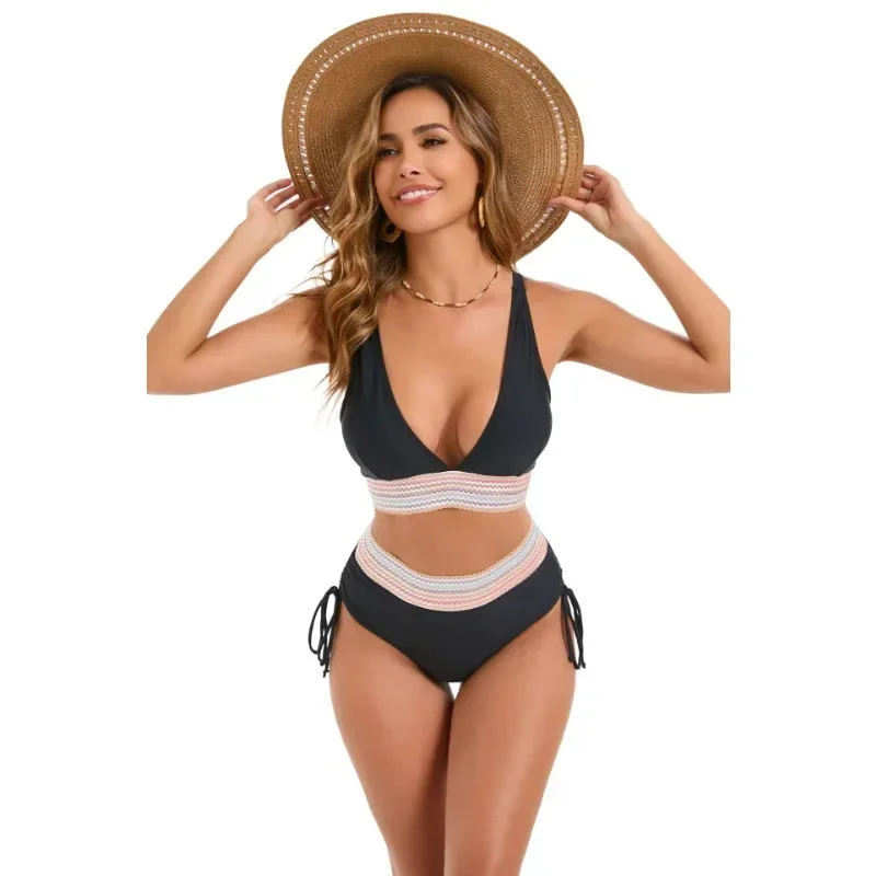 2025 جديد مثير الوردي البيكينيات قطعتين ملابس السباحة النساء ملابس الشاطئ لباس سباحة عالية الخصر ضمادة البرازيلي مجموعة البكيني
