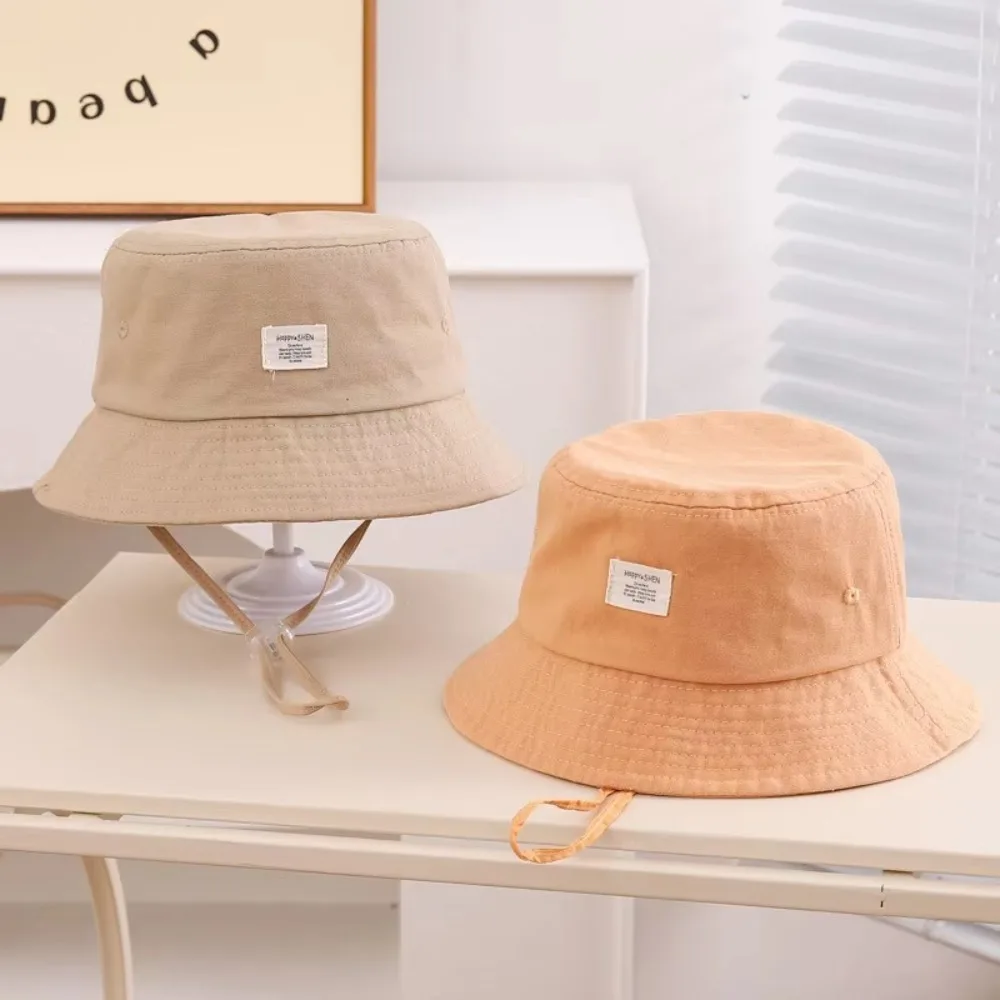 

New Simple Baby Bucket Hat Letter Label For Kids Summer Toddler Fisherman Hats Outdoor Beach Panama Basin Cap Boys Girls