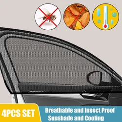 4pcs Car Full Window Sunshade and Mosquito Repellent Curtain Mesh Set Universal Car Curtains Car Practical Accessories