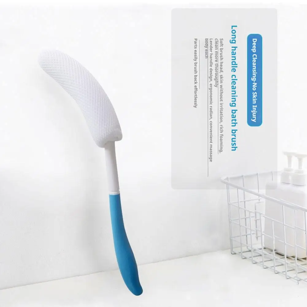 Cepillo limpiador de espalda suave para personas gordas, esponja de baño para ancianos, mango curvo, depurador de espalda, ducha, exfoliante, cepillo masajeador