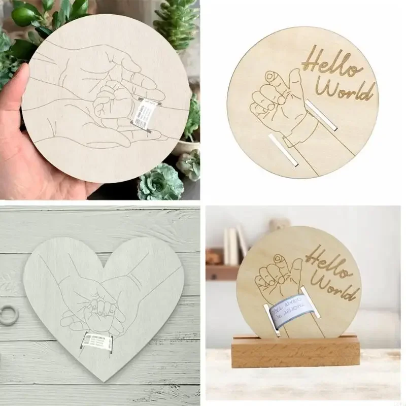 Bracelet for Baby Birth Announcement Engraved Birth Hospital Wristband Display Holder for Baby Photography