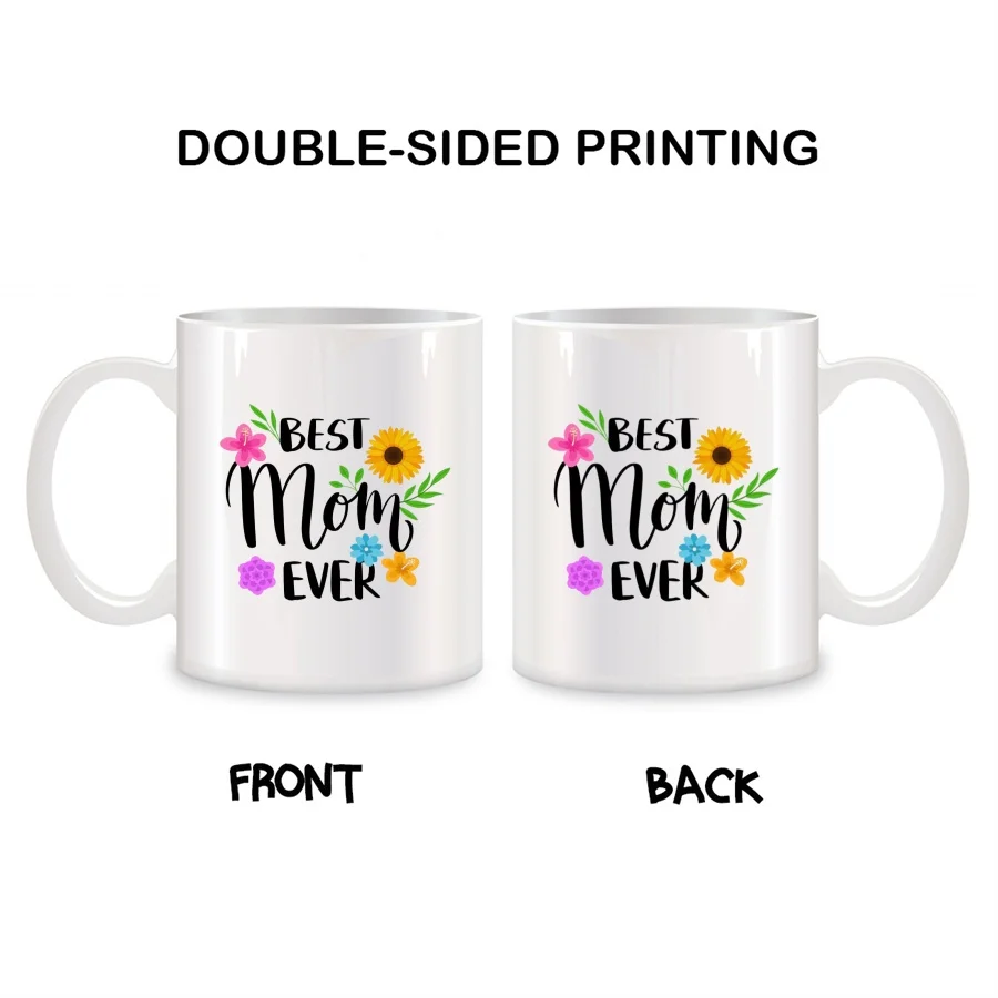 Best Mom Ever Mugs For Appreciation for Mom From Daughter Son Husband Kids Birthday Novelty Coffee Ceramic Tea Cups White 11 oz