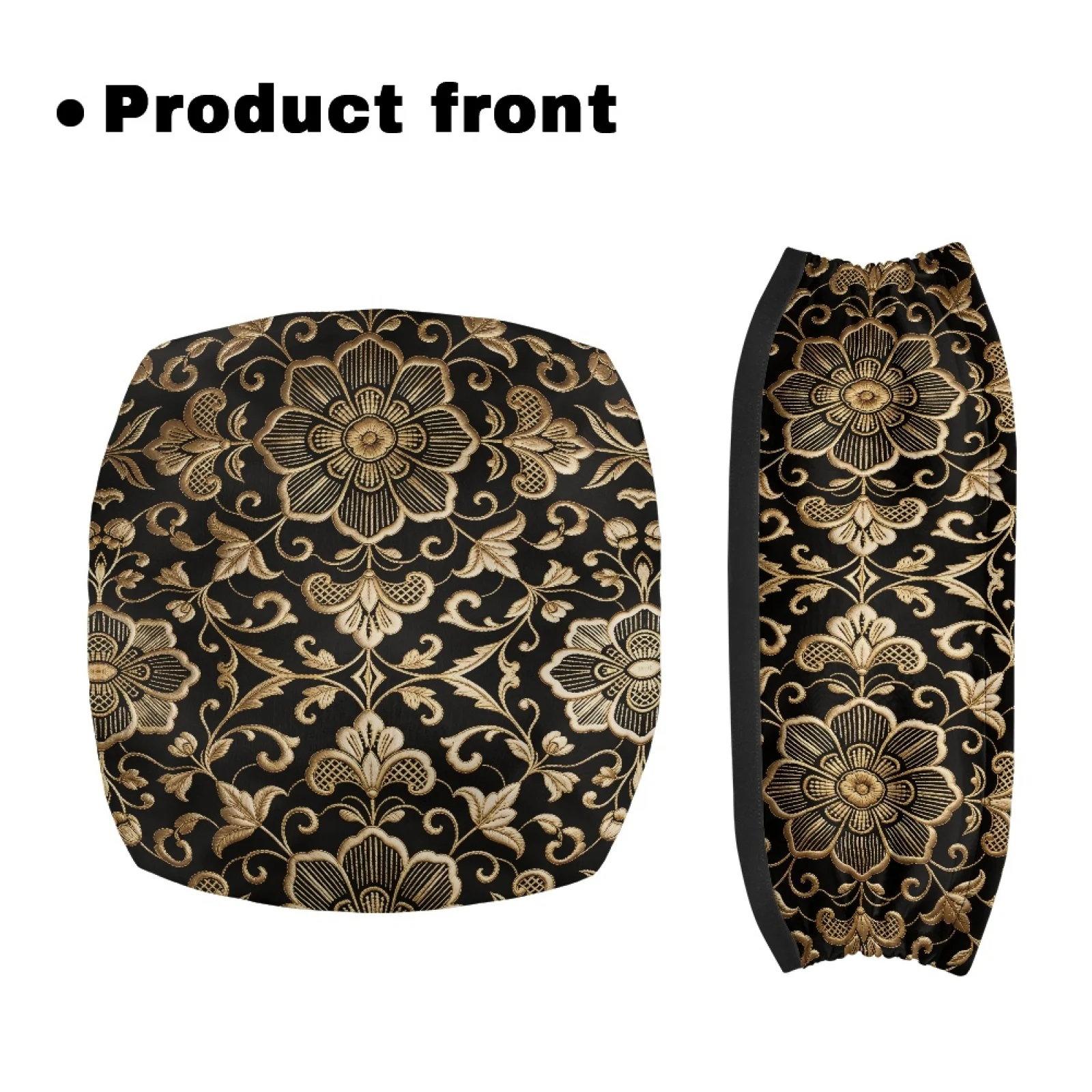 Coloranimal Easy Install Stretchable Material 2 Pieces Rollator Seat Cover for Men for Indoor Golden Floral