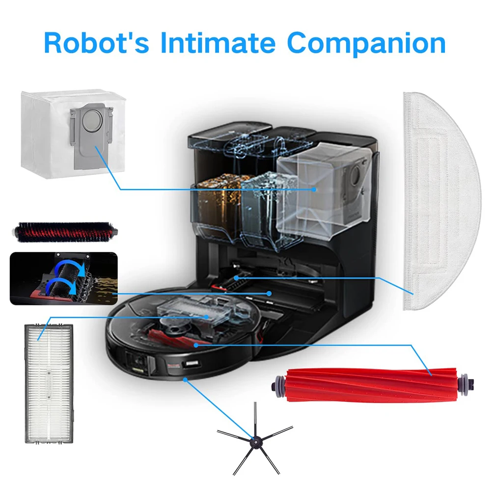 Пылесборники для Roborock S7 Maxv Ultra, аксессуары для пылесоса, основная и боковые щетки, насадка на швабру, Фильтры HEPA, оригинальные детали для робота-пылесоса Xiaomi