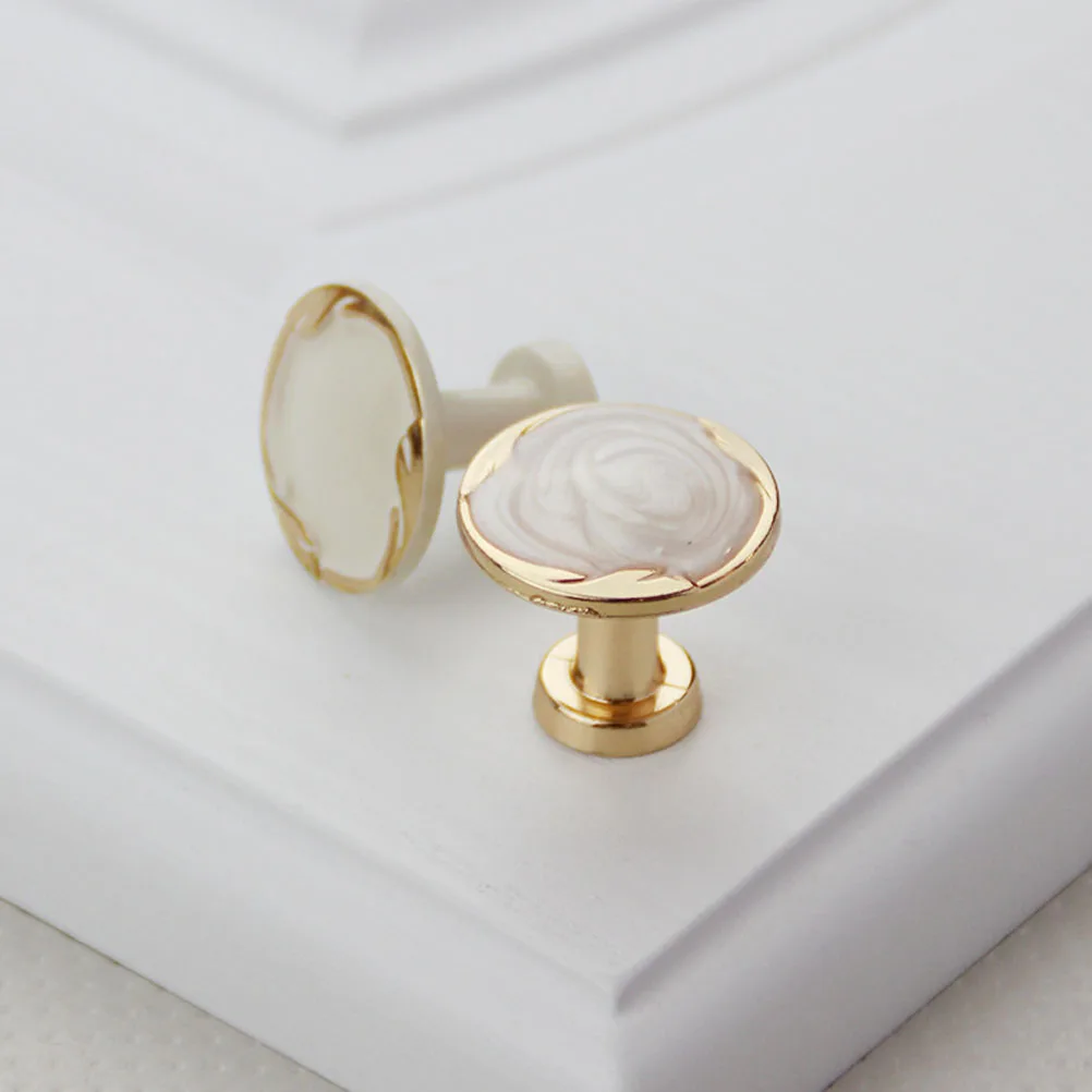 

4Pcs Ivory White Round Cabinet Handles Zinc Alloy Drawer Knobs for Home Office Furniture Wardrobe Cabinet Handle