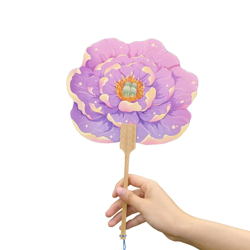 3 قطعة هدية ثقافية ريترو الفاوانيا مروحة أنيقة التقليدية مروحة الرقص البلاستيكية زهرة على شكل زهرة مروحة الحدث الثقافي #3