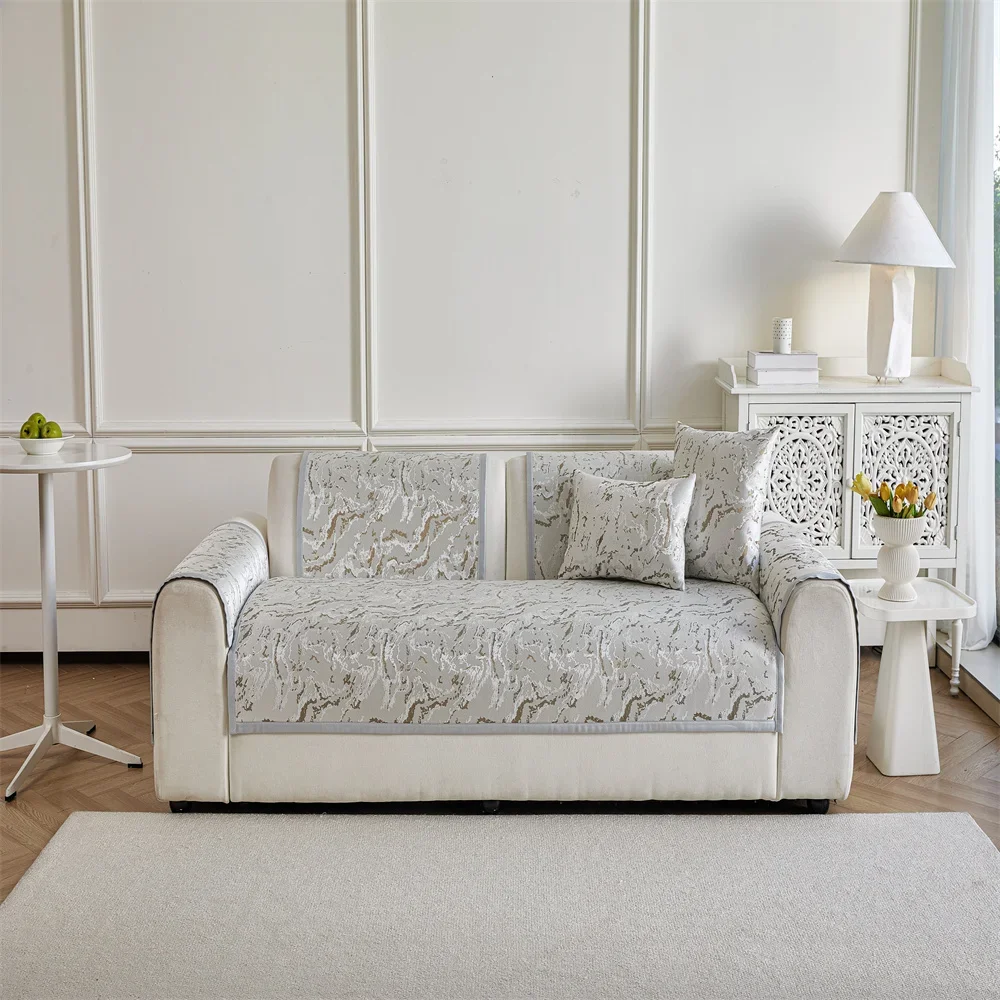 Retro Chenille Sofa Cushion Cover Universal Non-Slip Fixed Straight Row All-Seasons Slipcover for Home Comfort