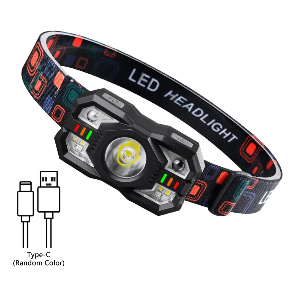 Led Induction Headlamp USB Headwear Strong Light Sensor Flashlight Night Fishing Light Waterproof Head Flashlight for Camping