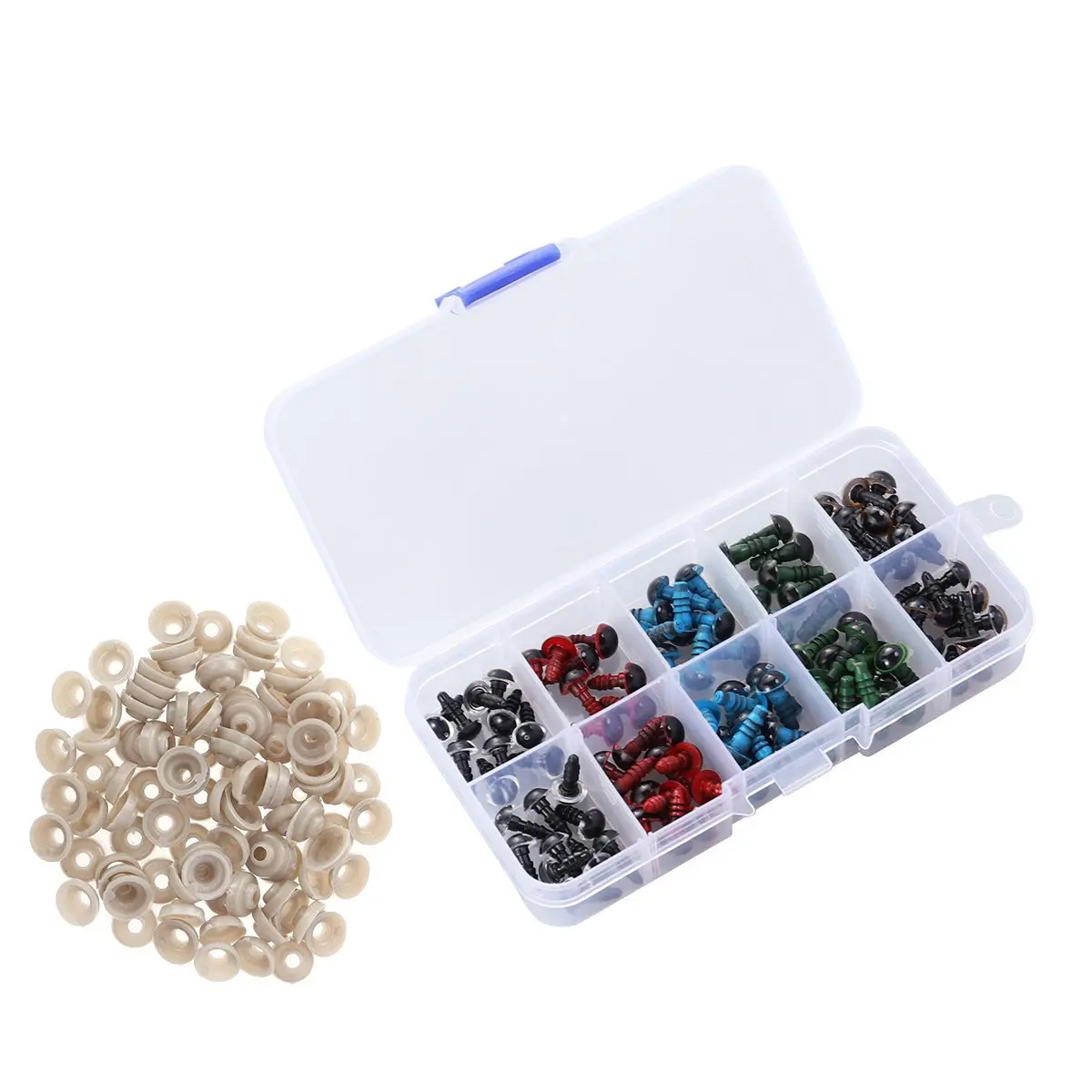 

100pcs Plastic Eyes Set 8Mm 5 Colors With Gaskets For Making Diy Stuffed Animals Puppet Craft Kids Plastic Eyes