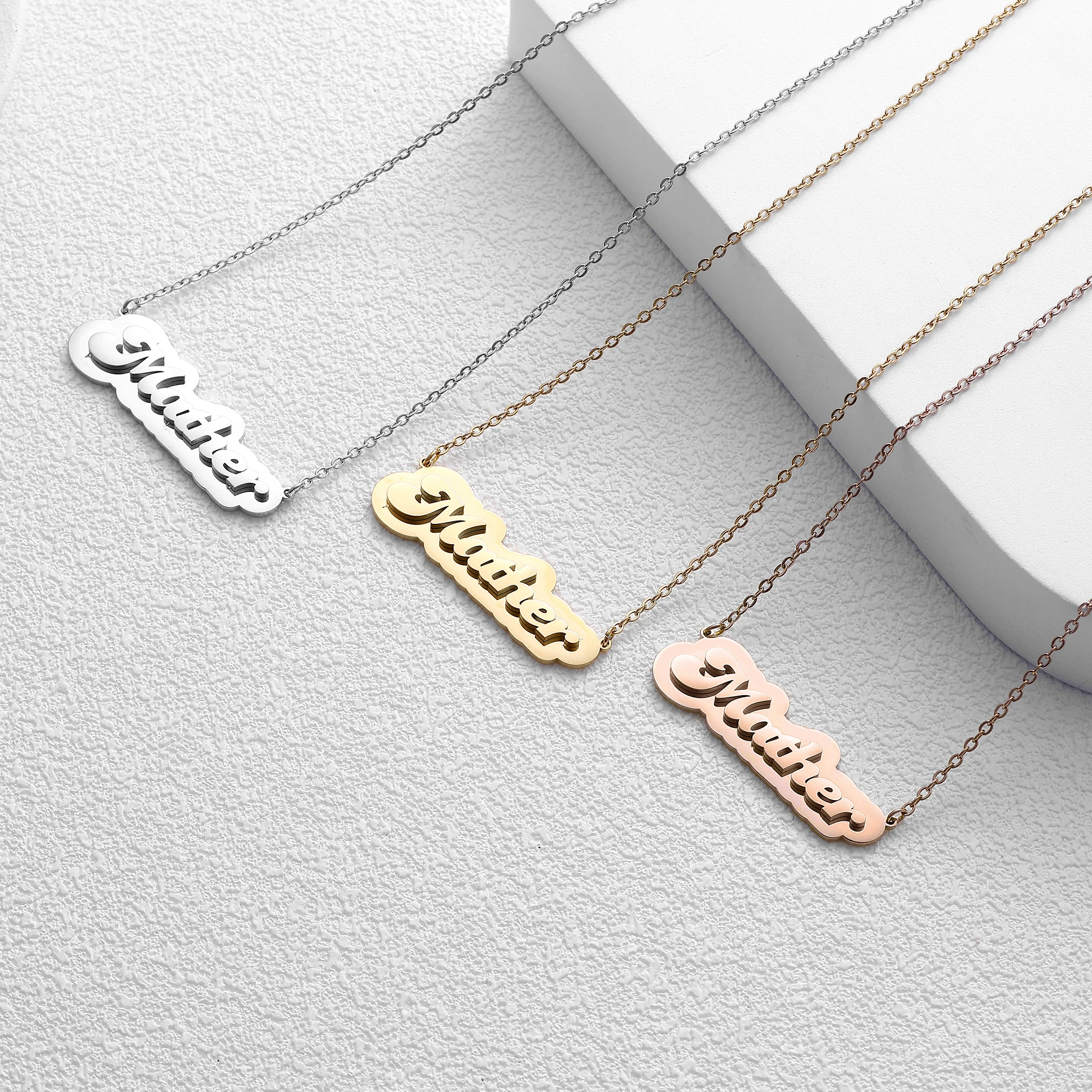 Customized Creative English Letter Welding Double Layer Pendant Electroplated 18K Gold Stainless Steel Pendant Personalized Gift