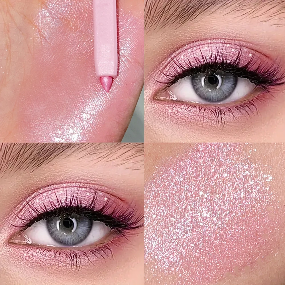きらめくピンクのアイシャドウペンシル、モノクロのハイライトとブライトニングアイペン、シングルスティック、シマー仕上げのメイクアップアクセサリー、Ca