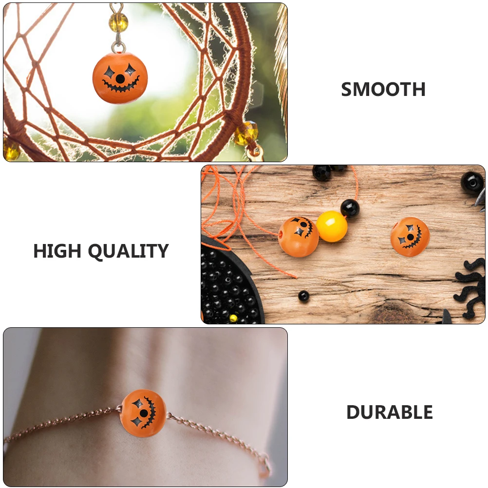 

60 Pcs Wooden Bead Tassel Accessories Beads for Crafts Balls Macrame Jewelry Printing Pendant Making Loose Colored Halloween