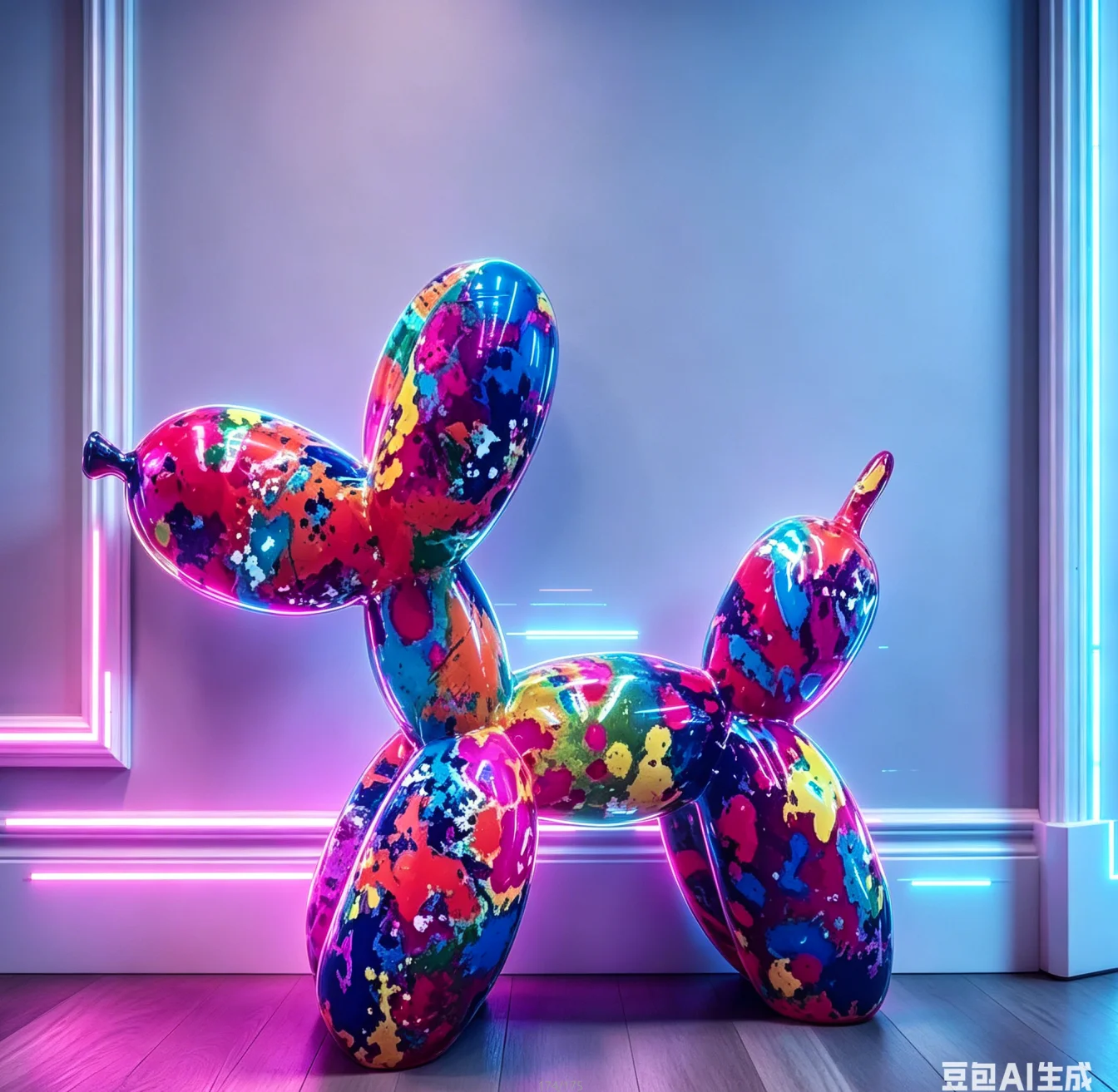 Colorful Resin Graffiti Balloon Dog Figurine Handicraft Dog Statue for Home Decoration Entrance Hall Living Room Wine Cabinet