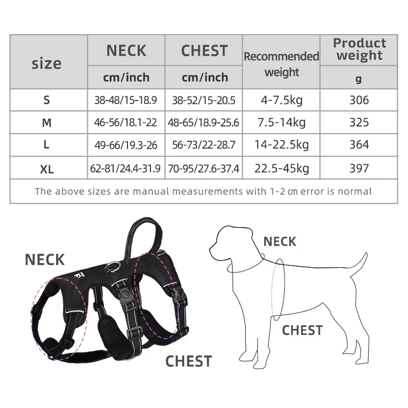 Dog Harness Medium-Sized Dog Harness For Dogs Reflective Strips For Outdoor Pets Prevent Breaking Away Dog Harness Accessories