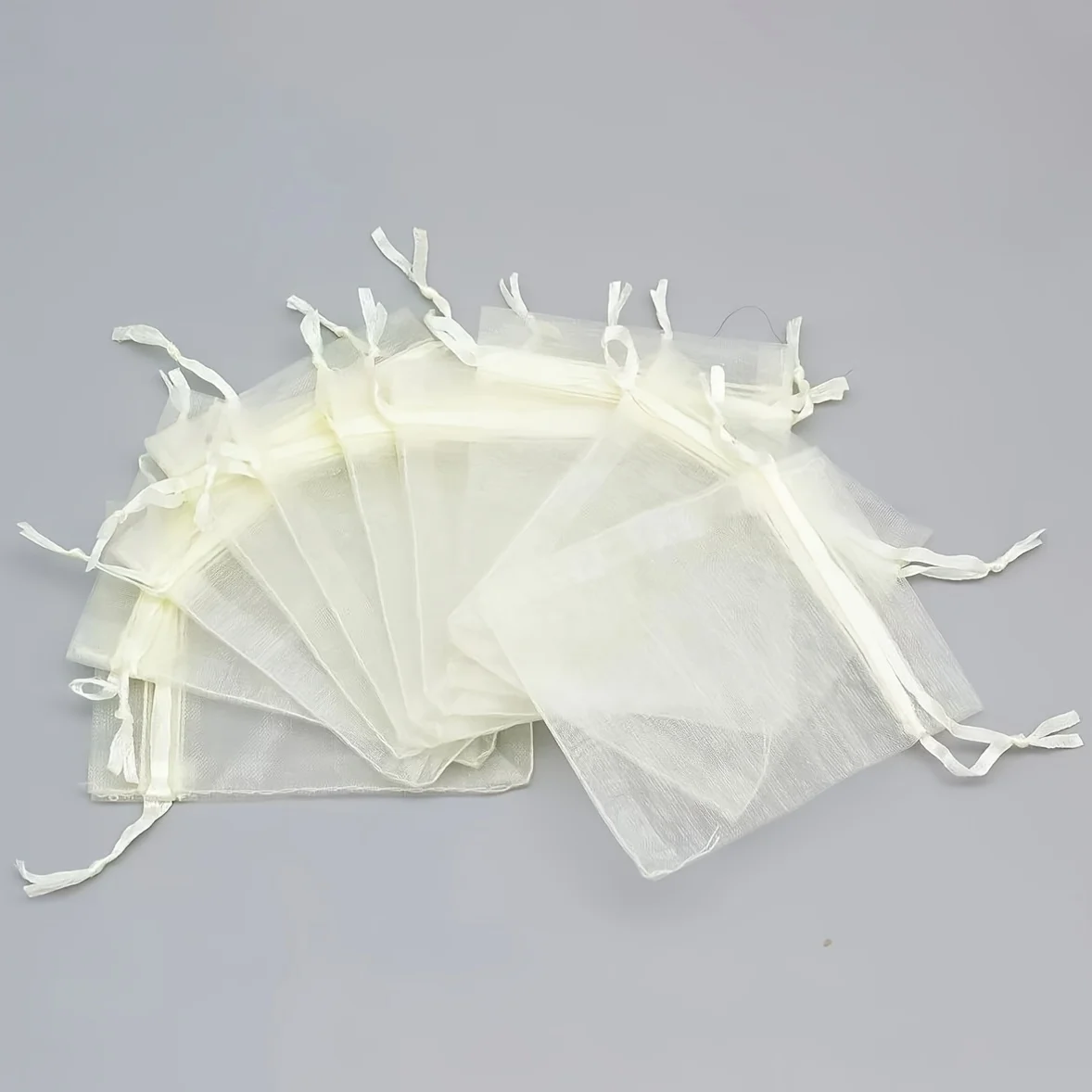 50/100 beige transparent organza bundle pockets, drawstring yarn bags, wedding souvenirs, jewelry, candy, jewelry gift bags