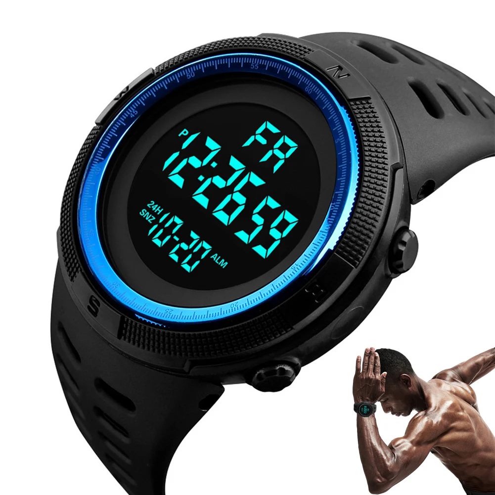 Men's Sports Watch Outdoor Mountaineering and Running Digital Countdown Electronic Men's Watch Student's First Choice LED Clock