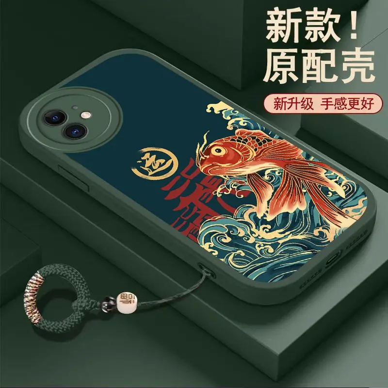 

Силиконовый защитный чехол для телефона Guofeng Iphone Mini с тонким отверстием Promax Koi 11 12 Pro креативный