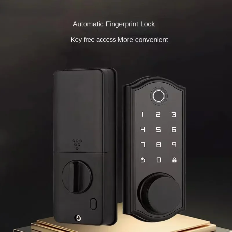 WiFi wooden door electronic lock, physical button password, blank lock, home office fingerprint, Bluetooth lock