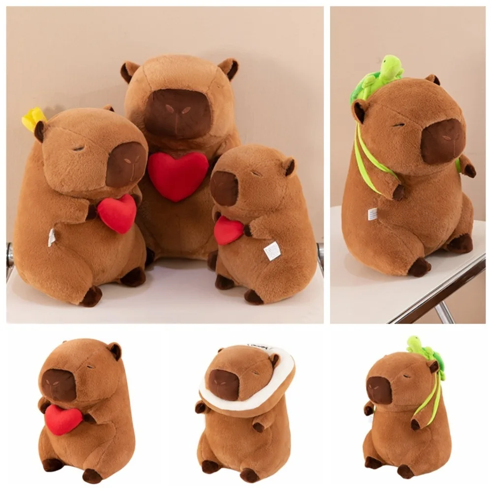

Soft Capybara Plush Toy Doll Stuffed PP Cotton Simulation Capybara Toy Animal Red Heart Stuffed Capybara Doll Birthday Gifts