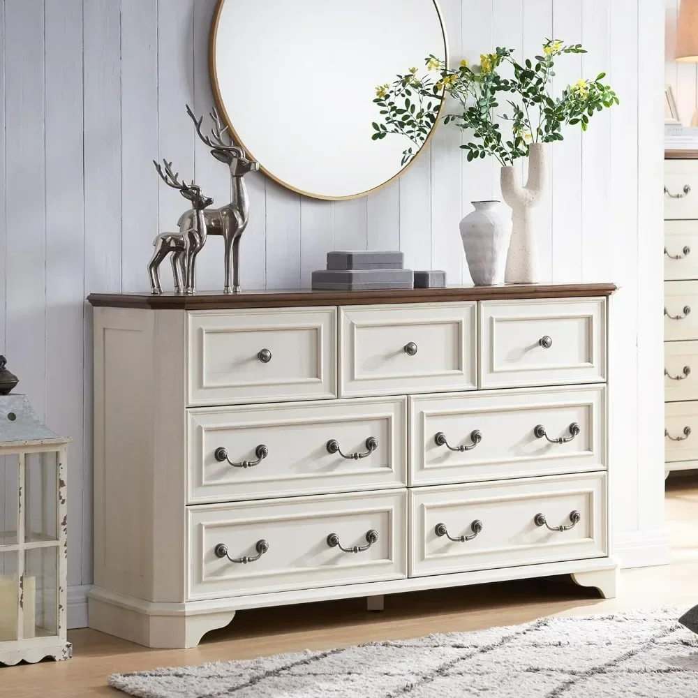 Farmhouse 7 Drawers Dresser for Bedroom, 54