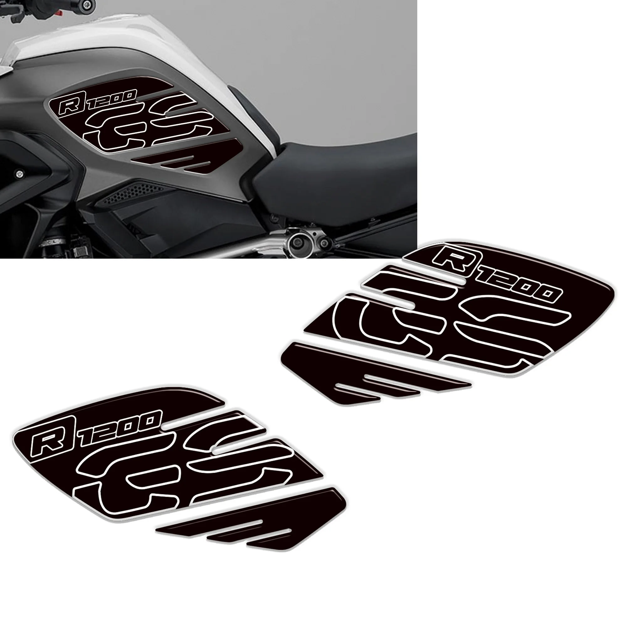 Kit of 3D Gel Resin Stickers Motorcycle Side protections Compatible with BMW GS R1200 from 2017
