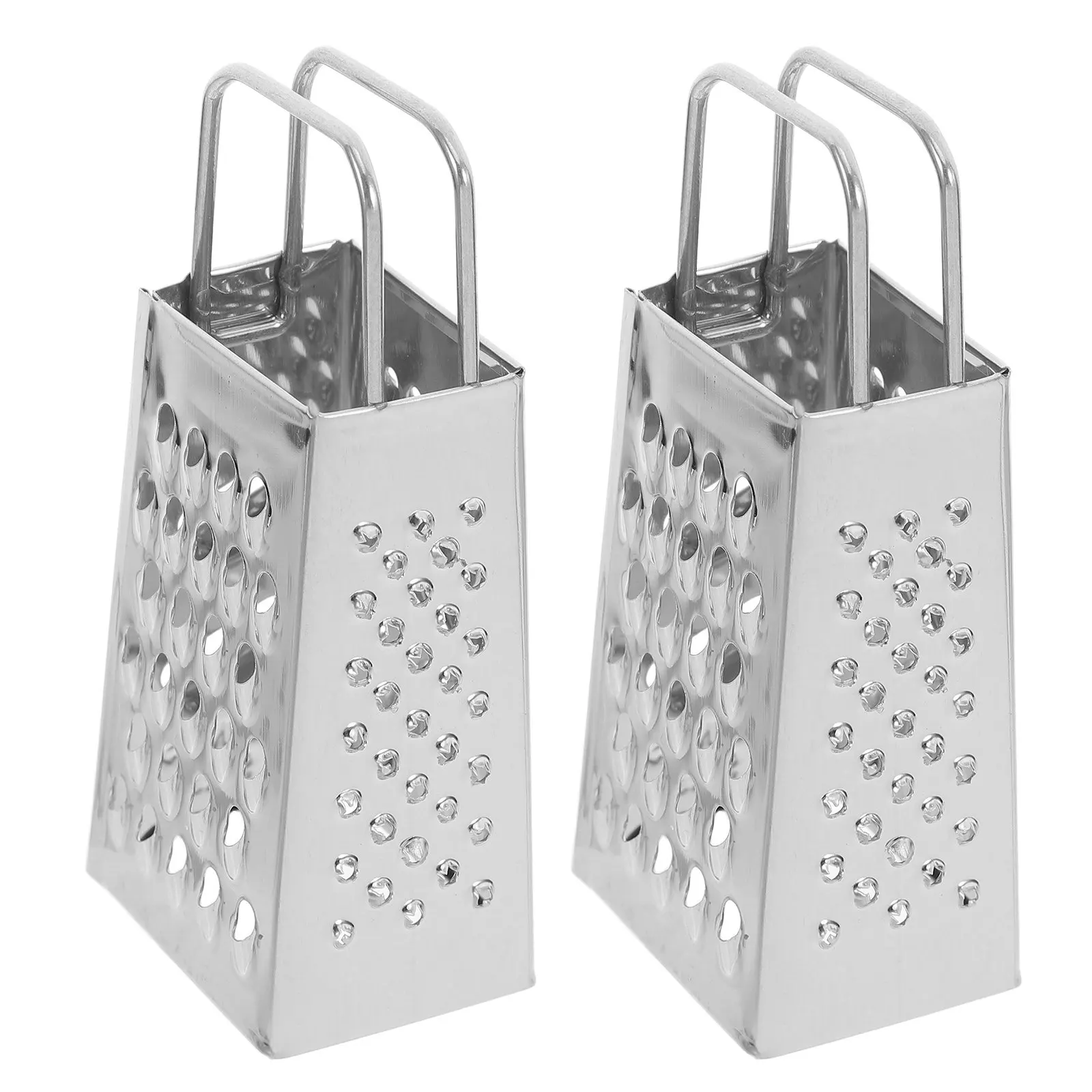 2Pcs Mini Cheese Grater Stainless Steel Small Four Sided Box Grater Vegetable Potato Carrot Shredder Kitchen Zester Silver