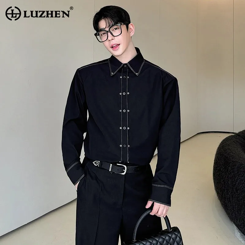 

LUZHE Niche Designer Shirt Jacket Fashion Handsome Elegant High Quality Blouses Original Autumn Men's Casual Tops 2024 LZ6585