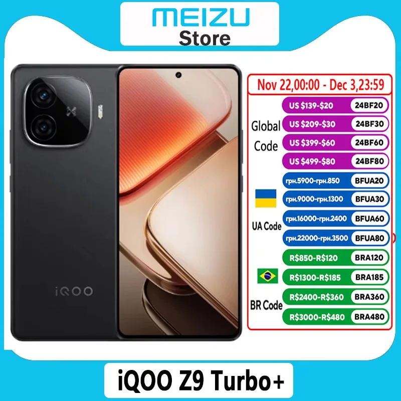 New Official VIVO iQOO Z9 Turbo Plus Mobile Phone Dimensity 9300+ 144Hz 6.78 inch AMOLED 80W Charge 50MP 6400Mah NFC