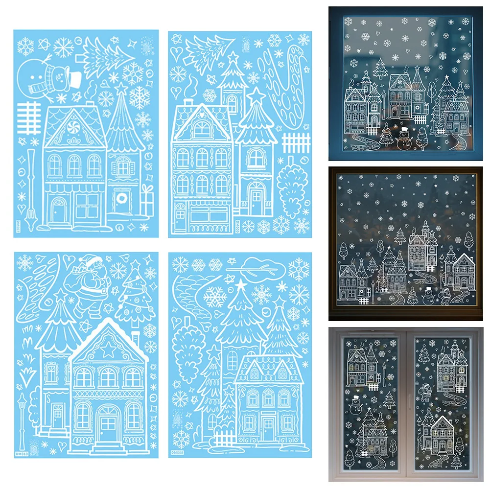 Vintage-Schneemann-Weihnachts-Fensteraufkleber, Weihnachts-Fensteraufkleber, abnehmbare DIY-Weihnachtsdekorationen, Wohnzimmer-Dekoration