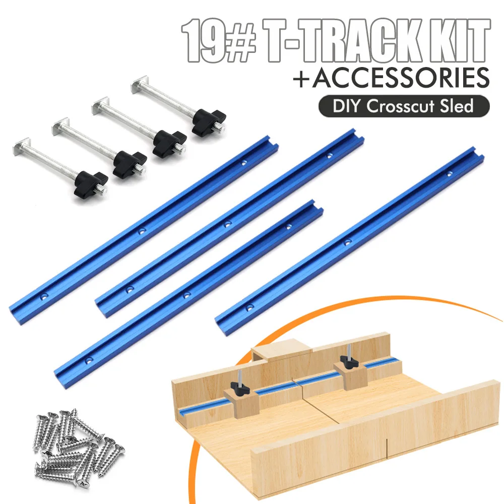 

19 T-Track Woodworking Kit Aluminum T-Tracks Slot Miter Track For Router Table Workbench DIY Crosscut Sled Tool Accessories