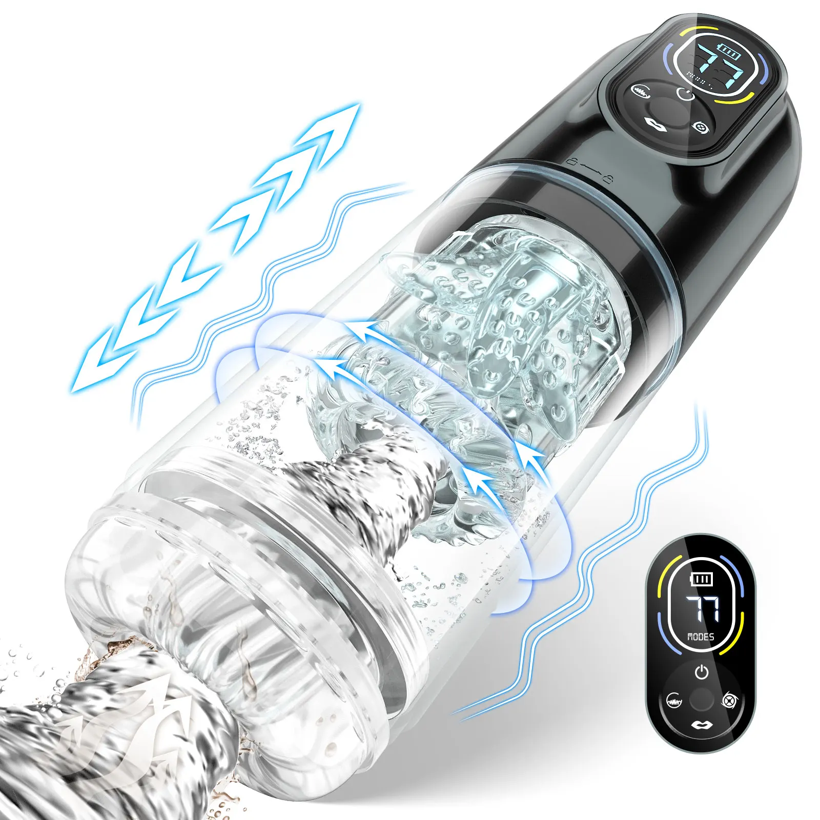 Automatic male masturbation device, penis pump, 7 suction forces, rotation & suction, licking function, pocket, vaginal stroker